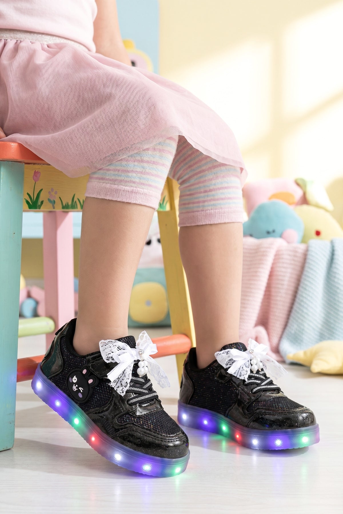Çocuk Işıklı Sneaker Spor Ayakkabı 2026 - Kids DS Chen - Siyah