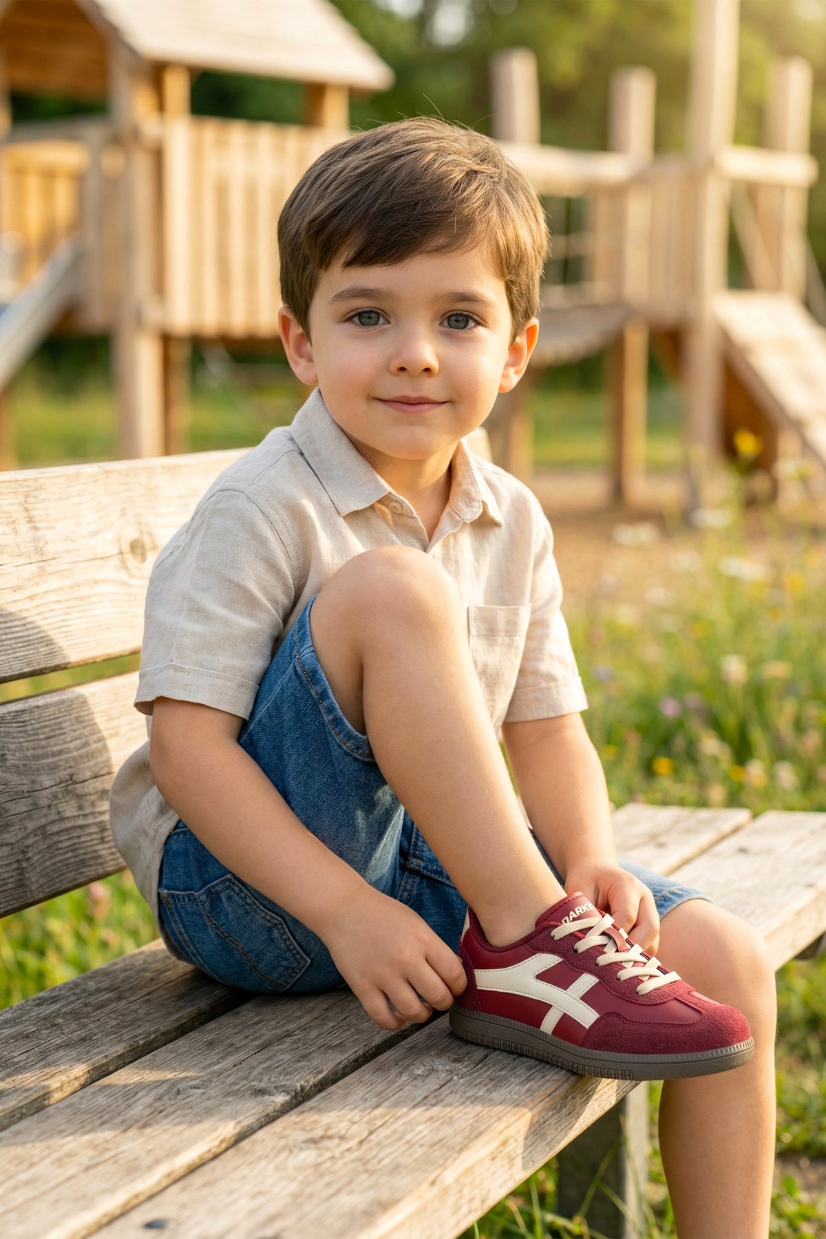 Çocuk Sneaker Spor Ayakkabı 2026 - Kids DS RUBY - Bordo Bej