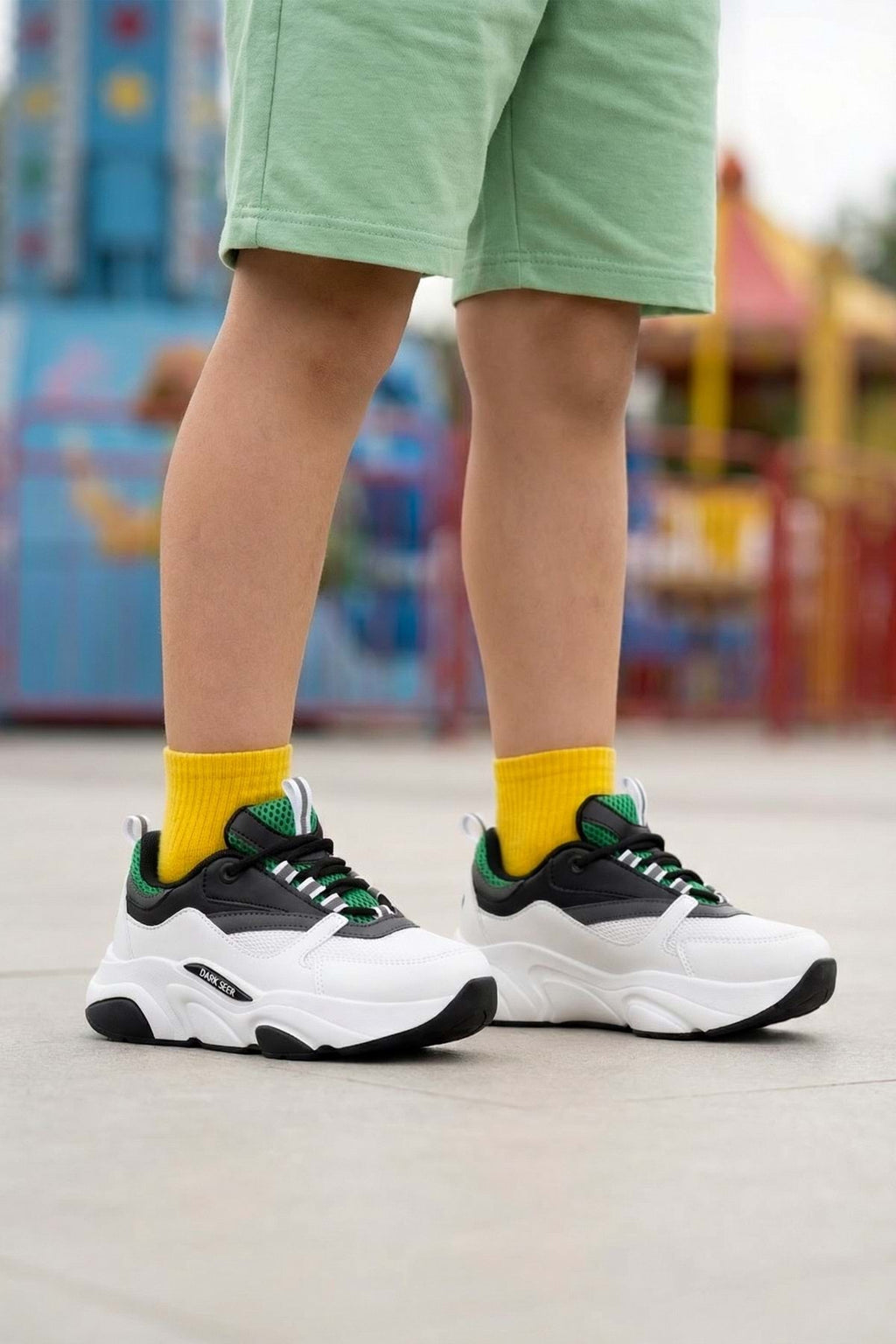 Çocuk Sneaker Spor Ayakkabı 2026 - Kids DS 1838 - Beyaz Siyah Yeşil