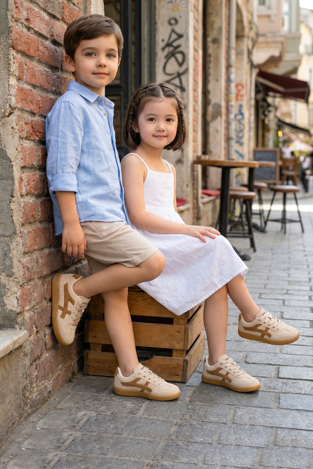 Kids DS RUBY Süet Bej Taba Çocuk Sneaker Günlük Spor Ayakkabı
