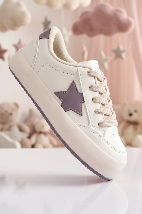 Kids DS Oracle Bej Mor Çocuk Sneaker Günlük Spor Bağcıklı Ayakkabı - Bej Mor