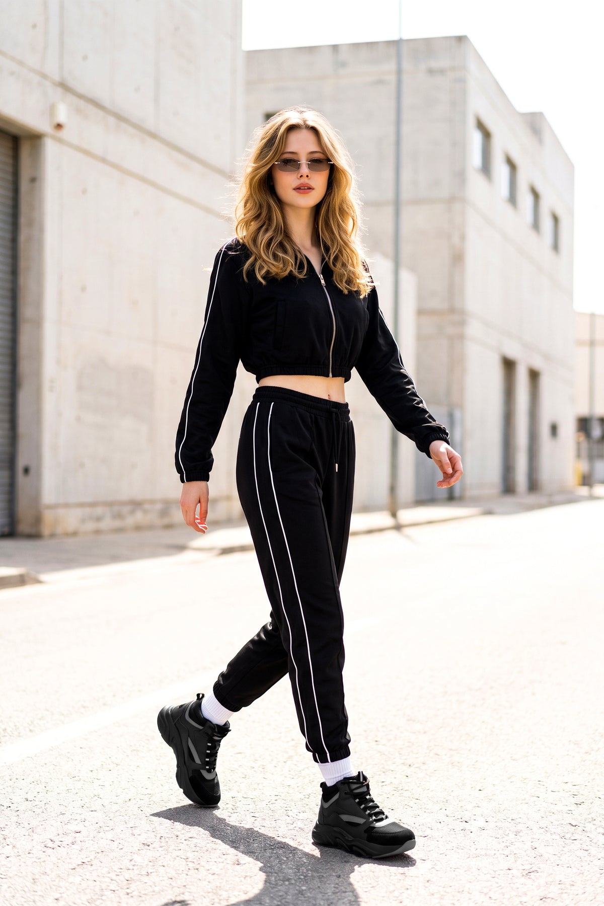 Unisex Sneaker Spor Ayakkabı 2026 - DS.MJ1838 - Bilekli Siyah