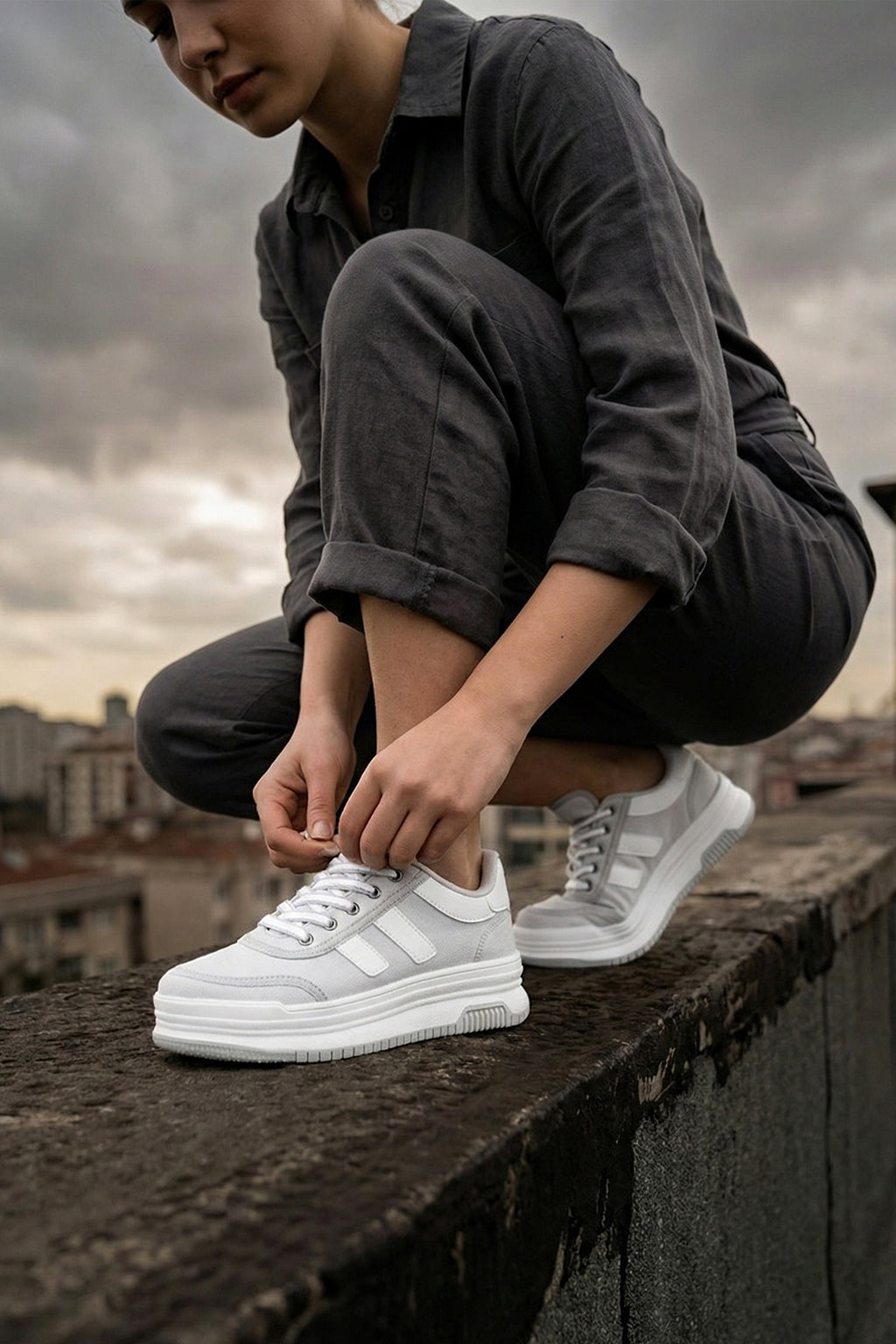 DS Sapphire Gri Beyaz Kadın Sneaker