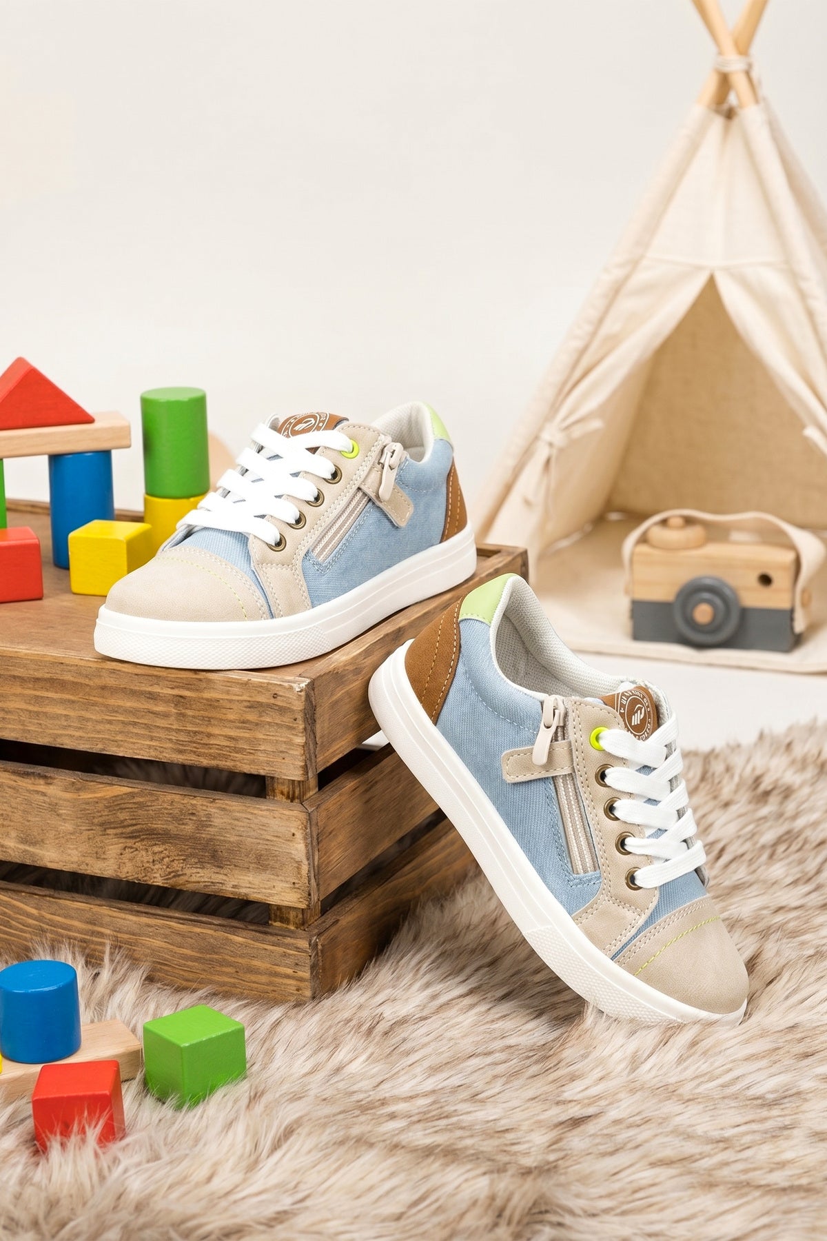 Çocuk Sneaker Spor Ayakkabı 2026 - Kids DS COOL - Bej Kahve