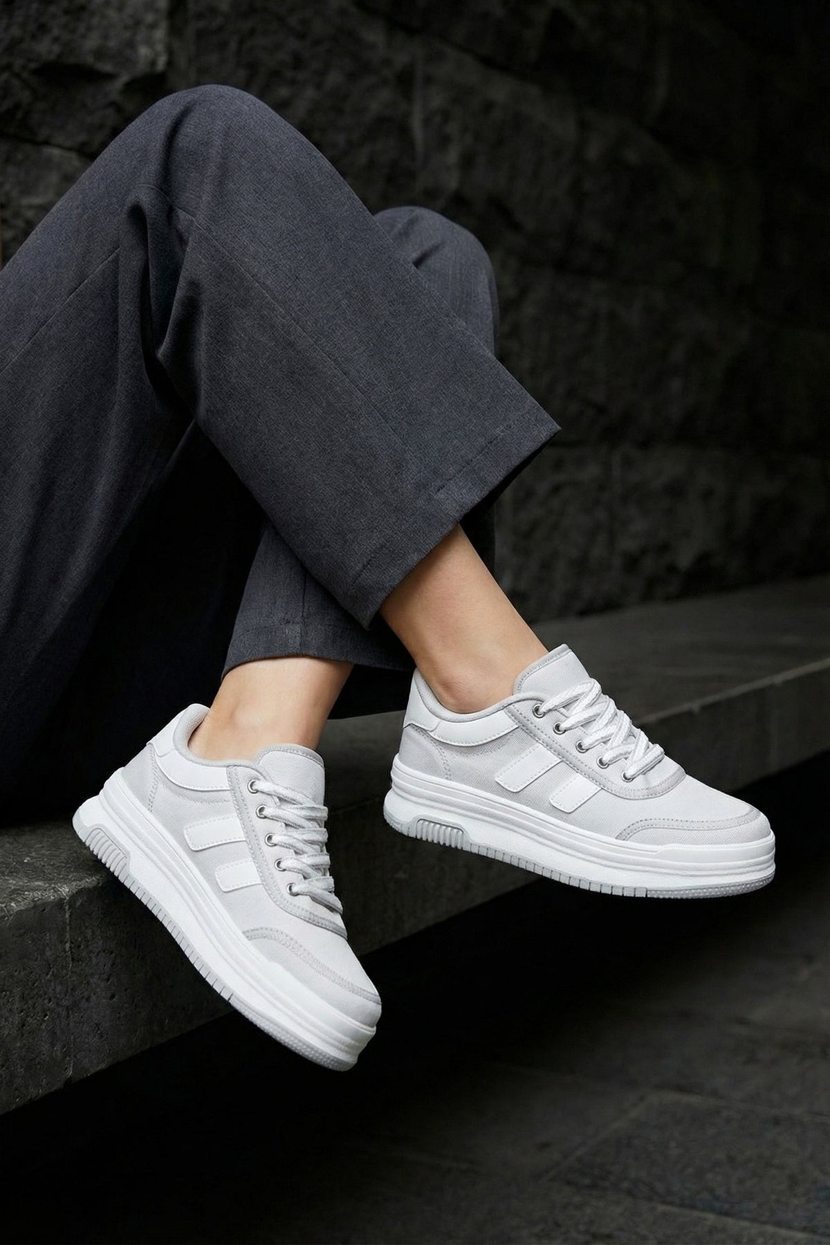 DS Sapphire Gri Beyaz Kadın Sneaker