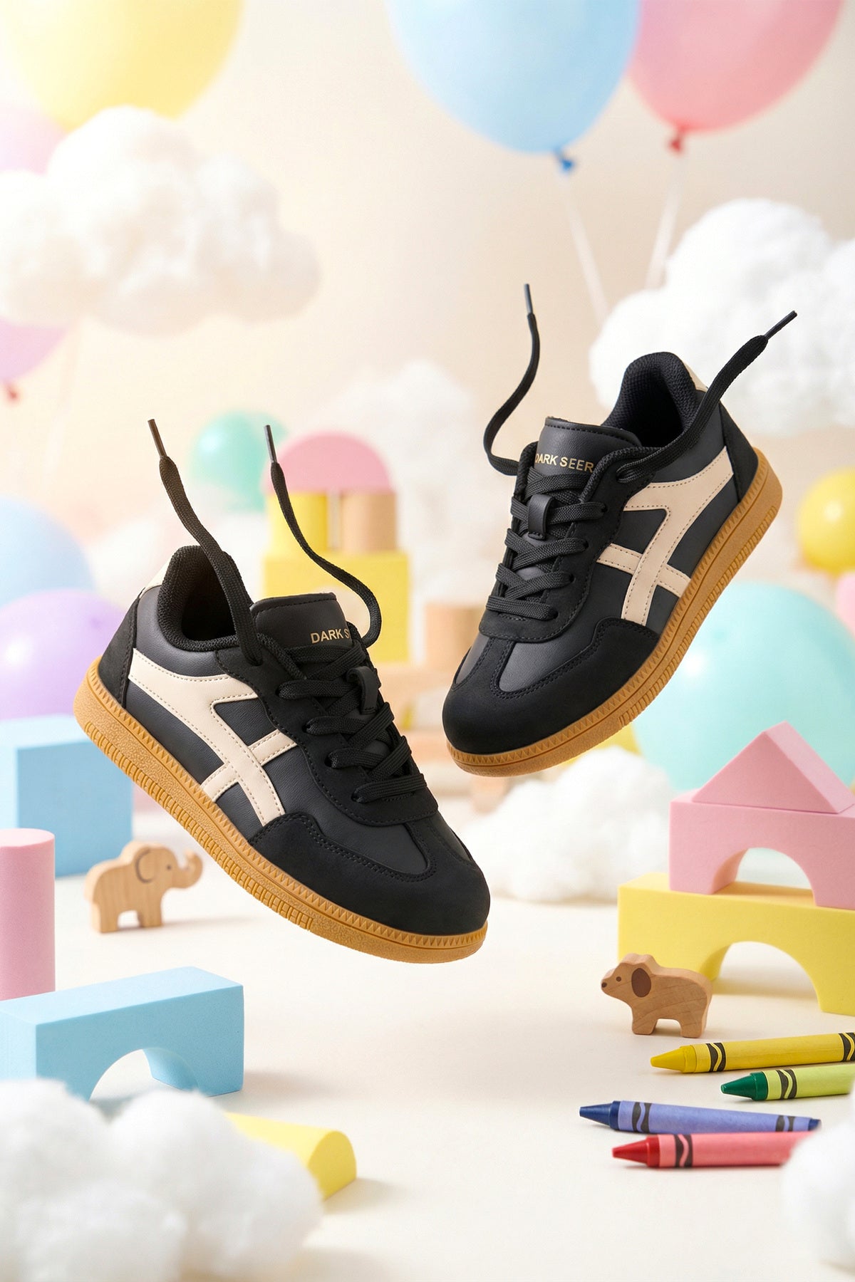 Kids DS RUBY Siyah Bej Çocuk Sneaker Günlük Spor Ayakkabı