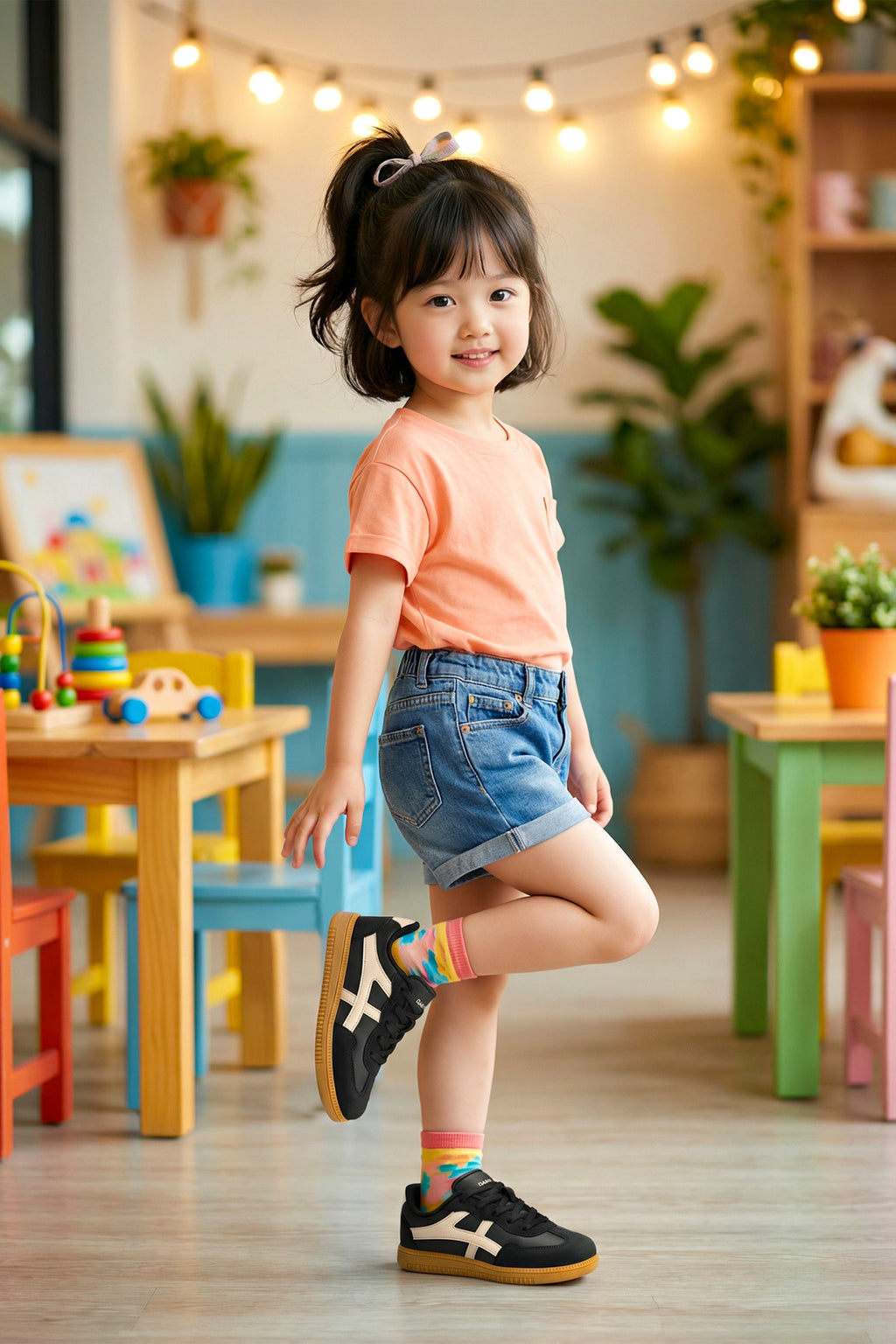 Kids DS RUBY Siyah Bej Çocuk Sneaker Günlük Spor Ayakkabı