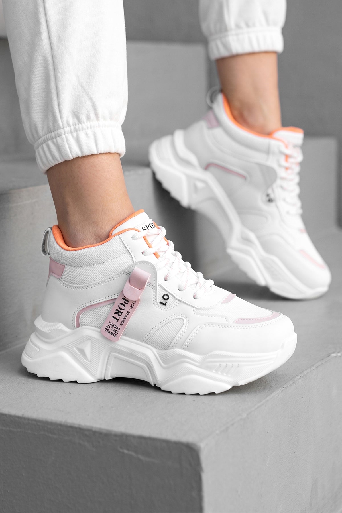 Kadın Sneaker Spor Ayakkabı 2026 - DS.PMD239K2051 - Bilekli Beyaz