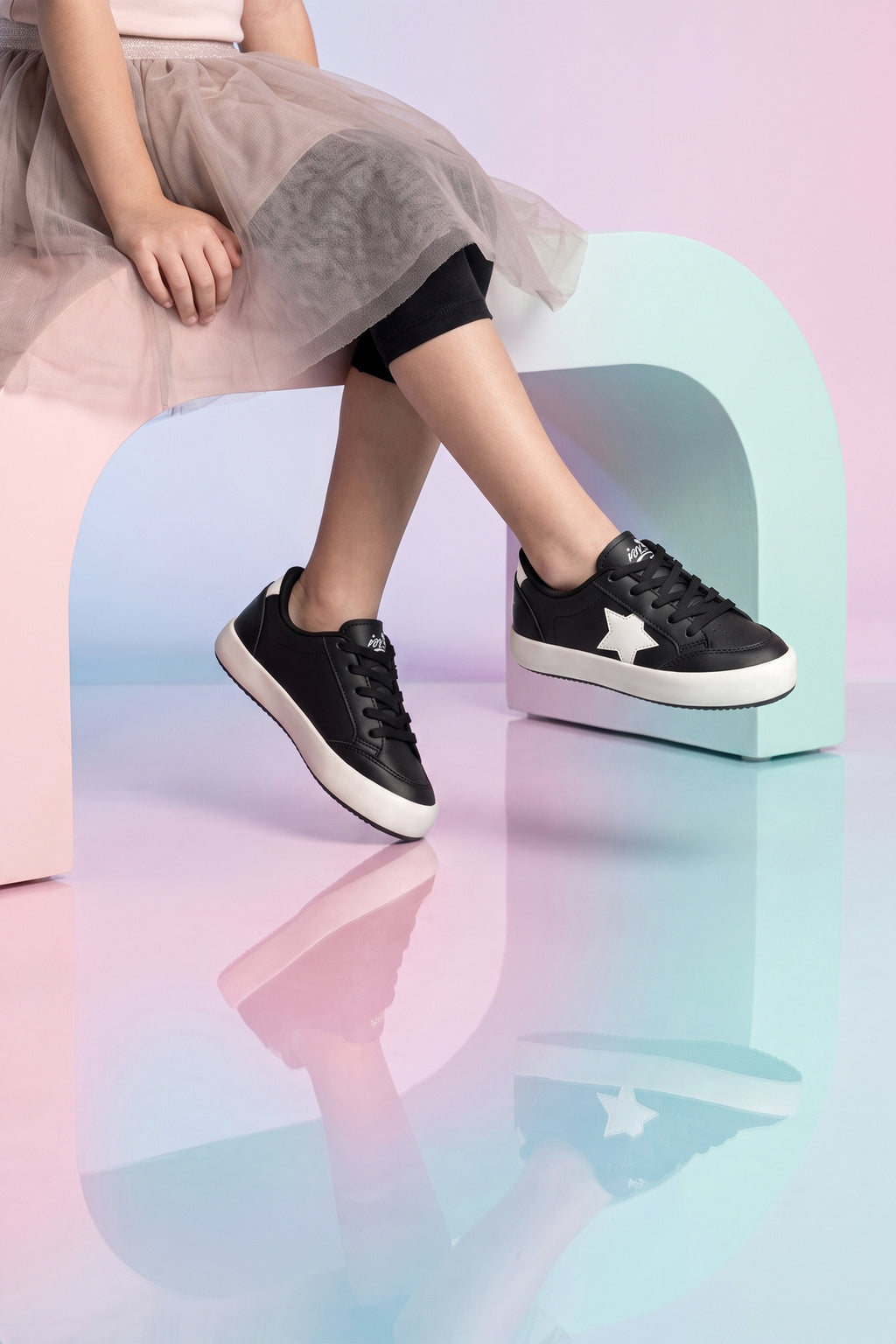 Kids DS Oracle Siyah Bej Çocuk Sneaker Günlük Spor Bağcıklı Ayakkabı - Siyah Bej