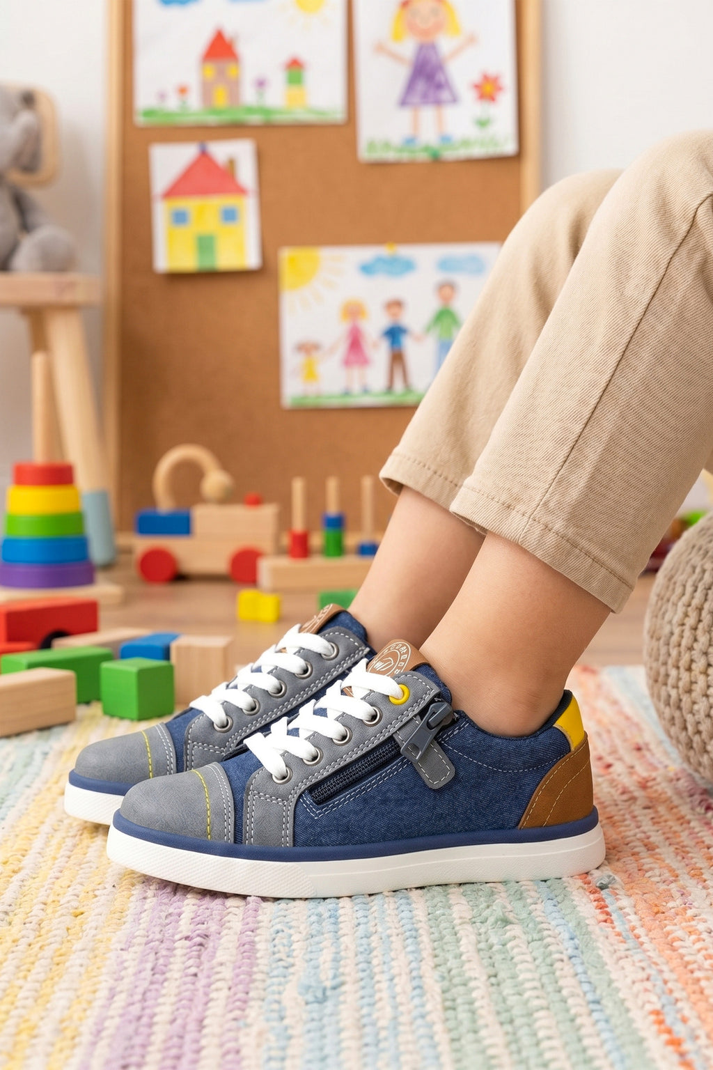 Çocuk Sneaker Spor Ayakkabı 2026 - Kids DS COOL - Beyaz Mavi