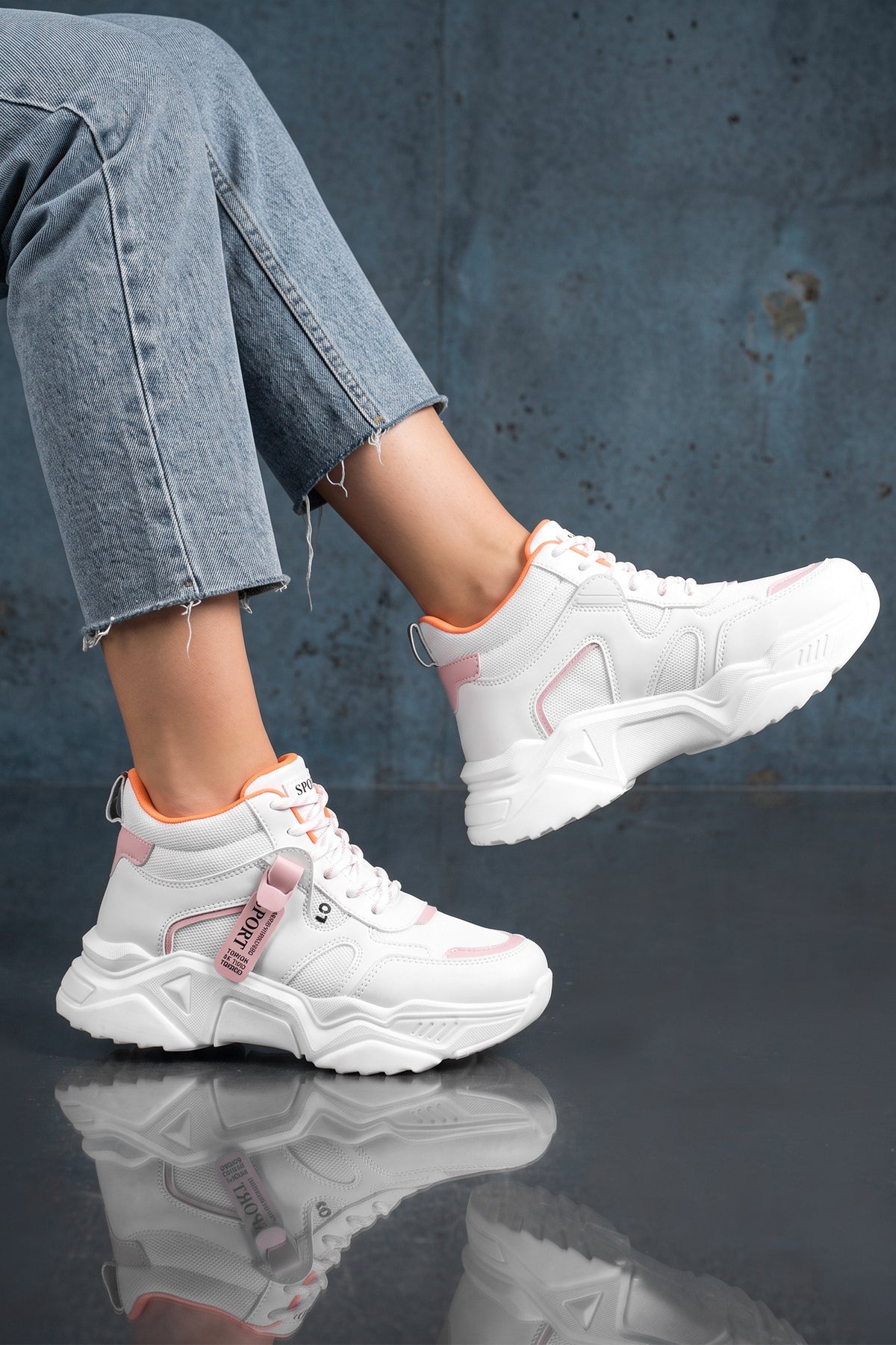 Kadın Sneaker Spor Ayakkabı 2026 - DS.PMD239K2051 - Bilekli Beyaz