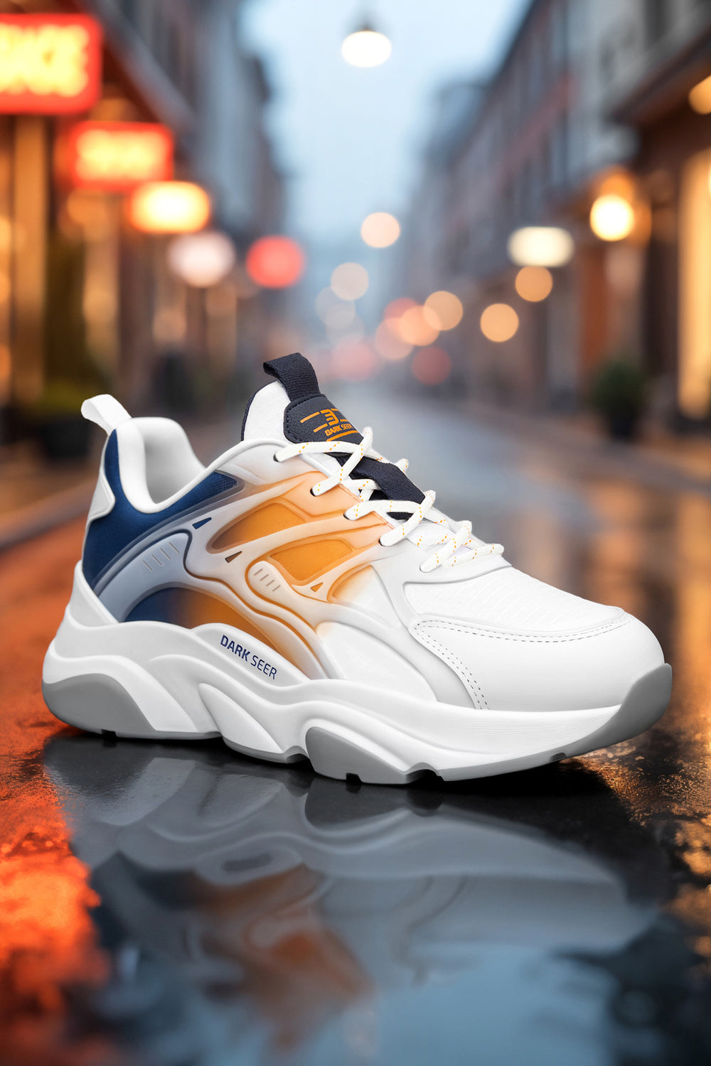 Unisex Sneaker Spor Ayakkabı 2026 - DS STORM — Beyaz Turuncu Lacivert