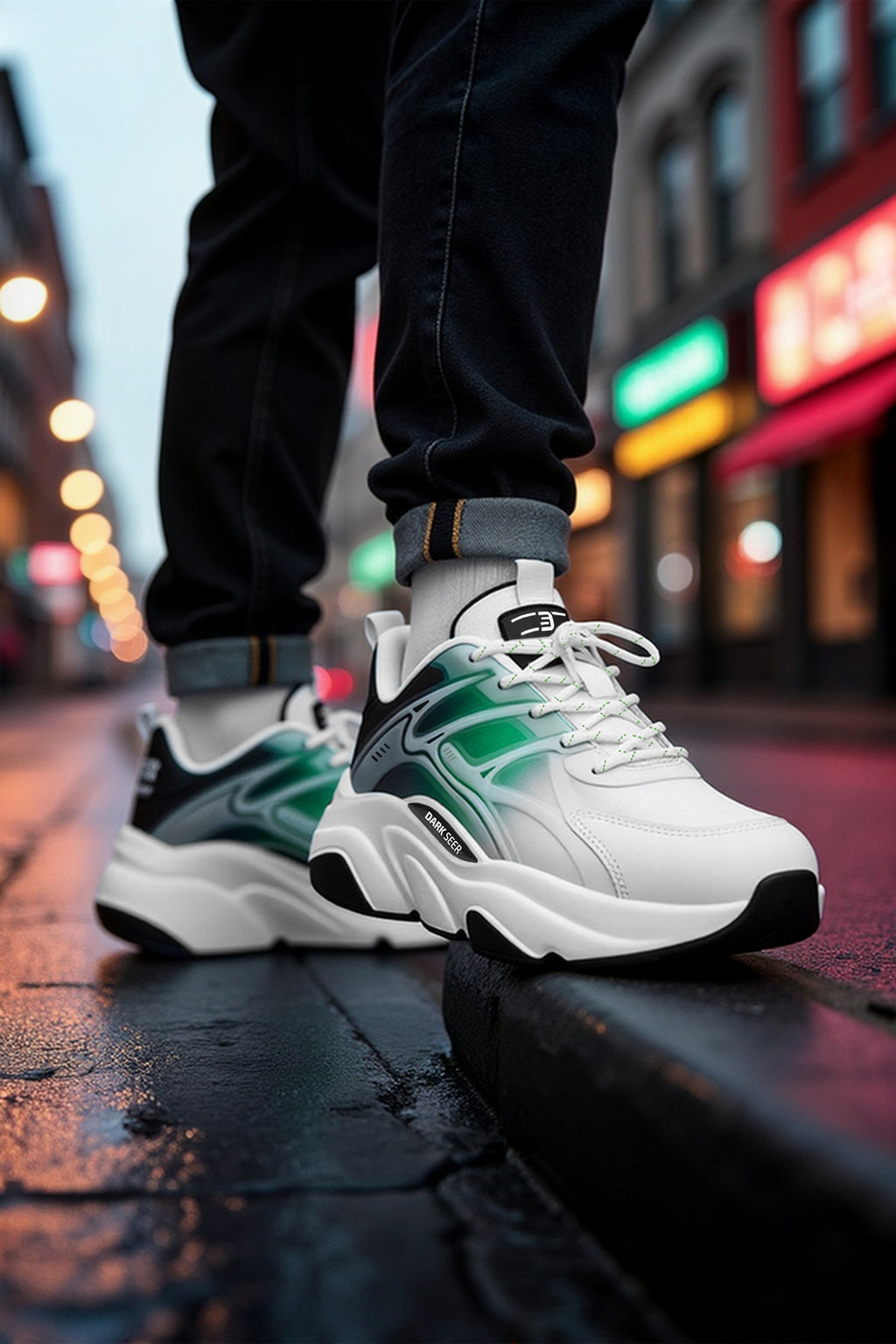 Unisex Sneaker Spor Ayakkabı 2026 - DS STORM - Beyaz Yeşil Siyah
