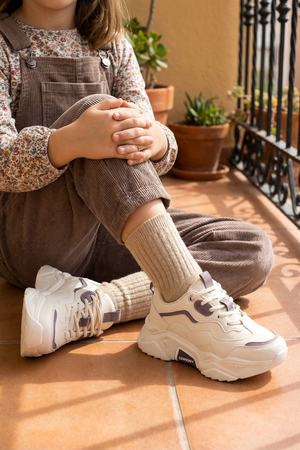 Kids DS 2110 Bej Mor Çocuk Sneaker Günlük Spor Ayakkabı