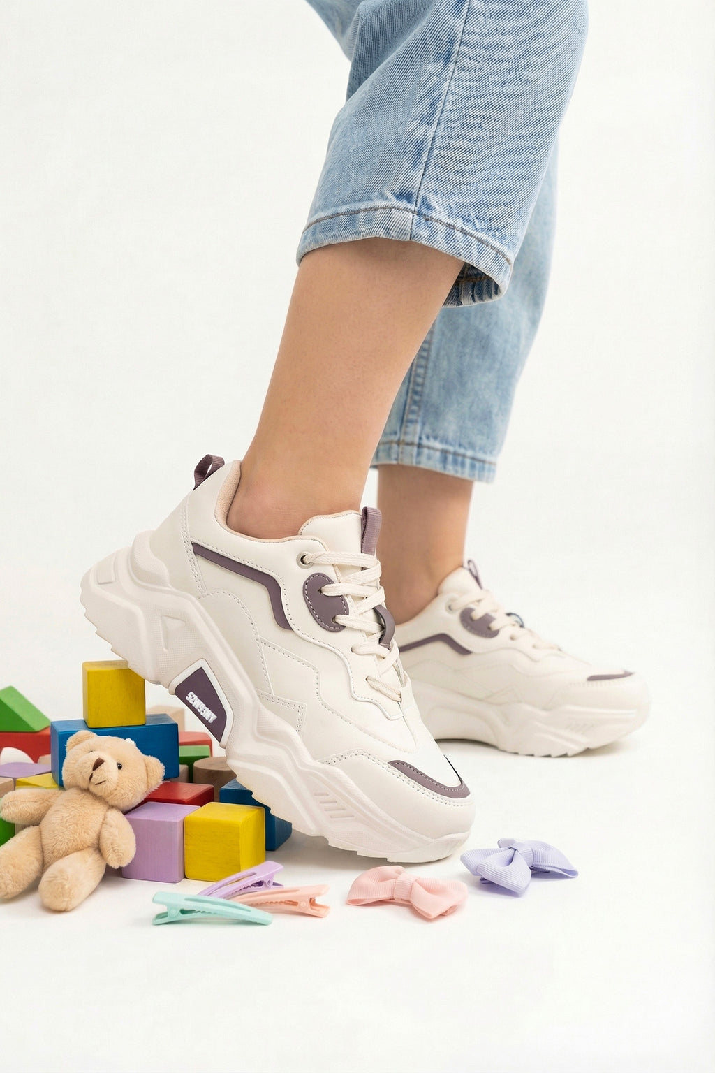 Kids DS 2110 Bej Mor Çocuk Sneaker Günlük Spor Ayakkabı