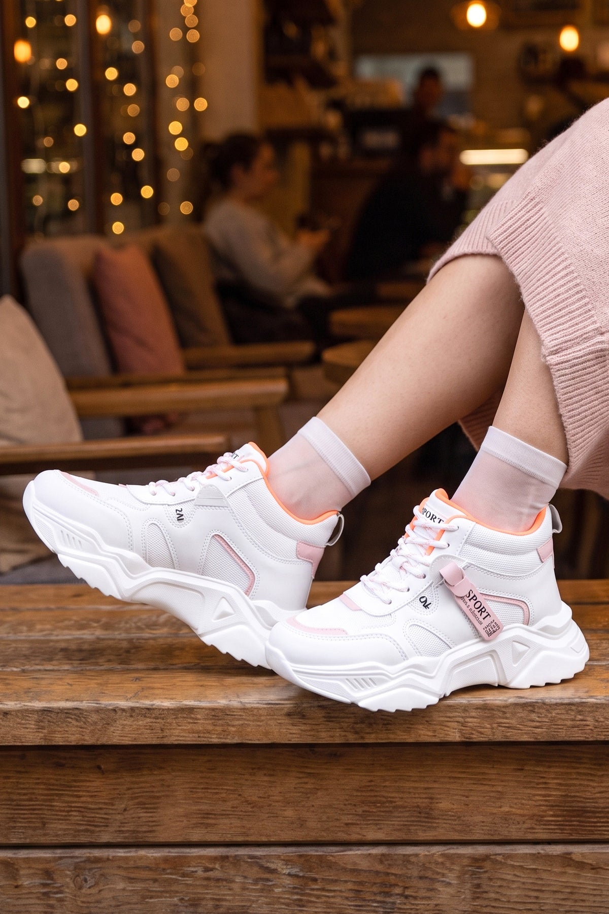 Kadın Sneaker Spor Ayakkabı 2026 - DS.PMD239K2051 - Bilekli Beyaz