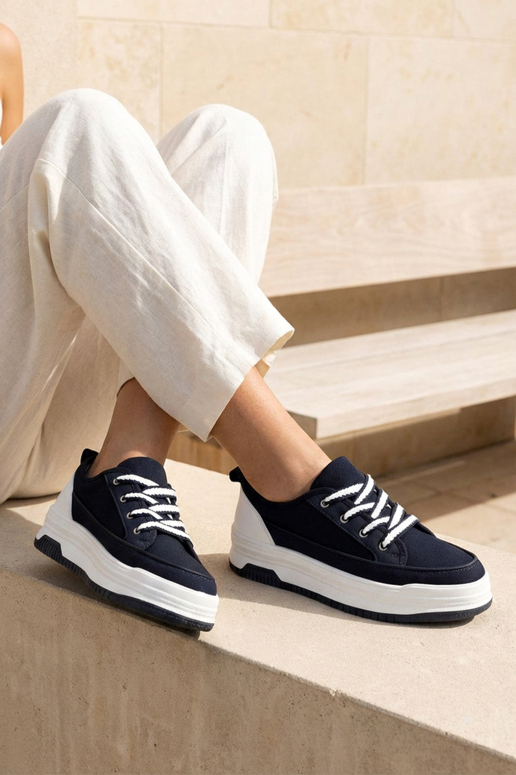 DS Opal Lacivert Beyaz Kadın Sneaker