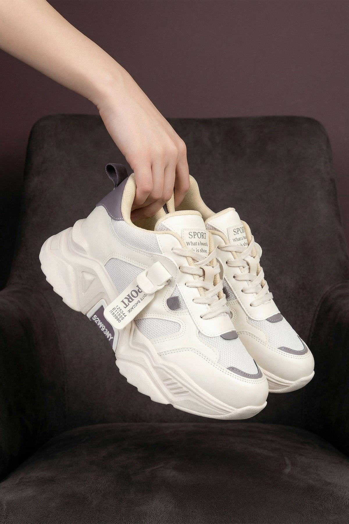 DS.PMD239K2051 Bej Mor Kadın Sneaker Günlük Spor Ayakkabı