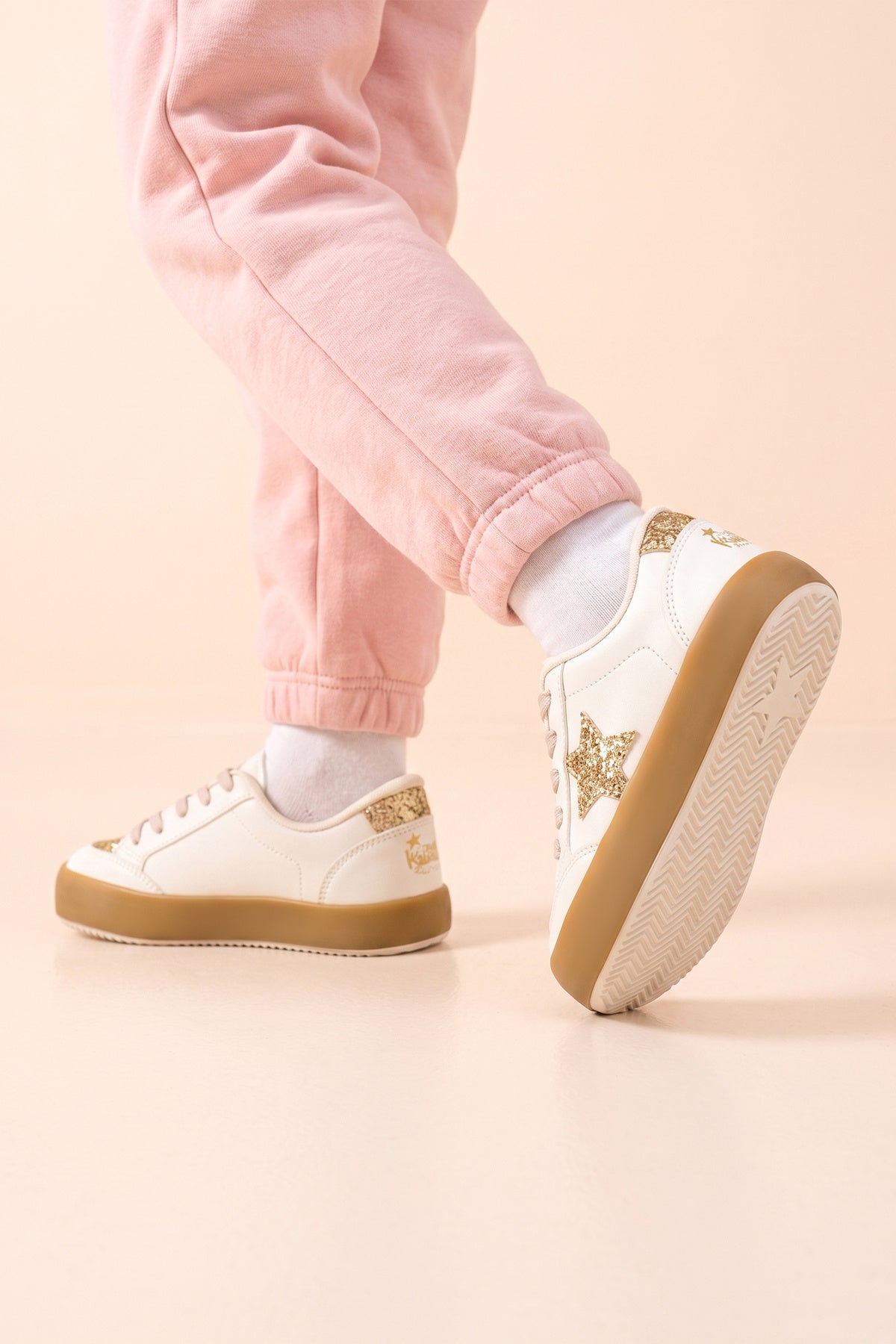Kids DS Oracle Bej Altın Çocuk Sneaker Günlük Spor Bağcıklı Ayakkabı - Bej Altın