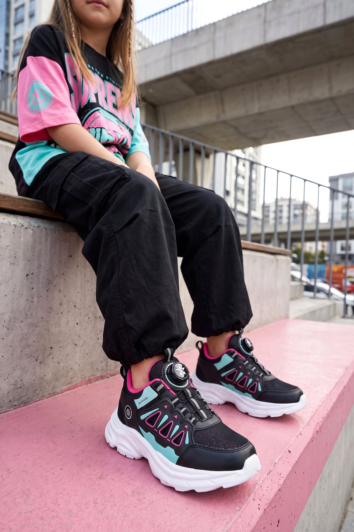 Çocuk Sneaker Spor Ayakkabı 2026 - Kids DS Rubick - Siyah Fuşya