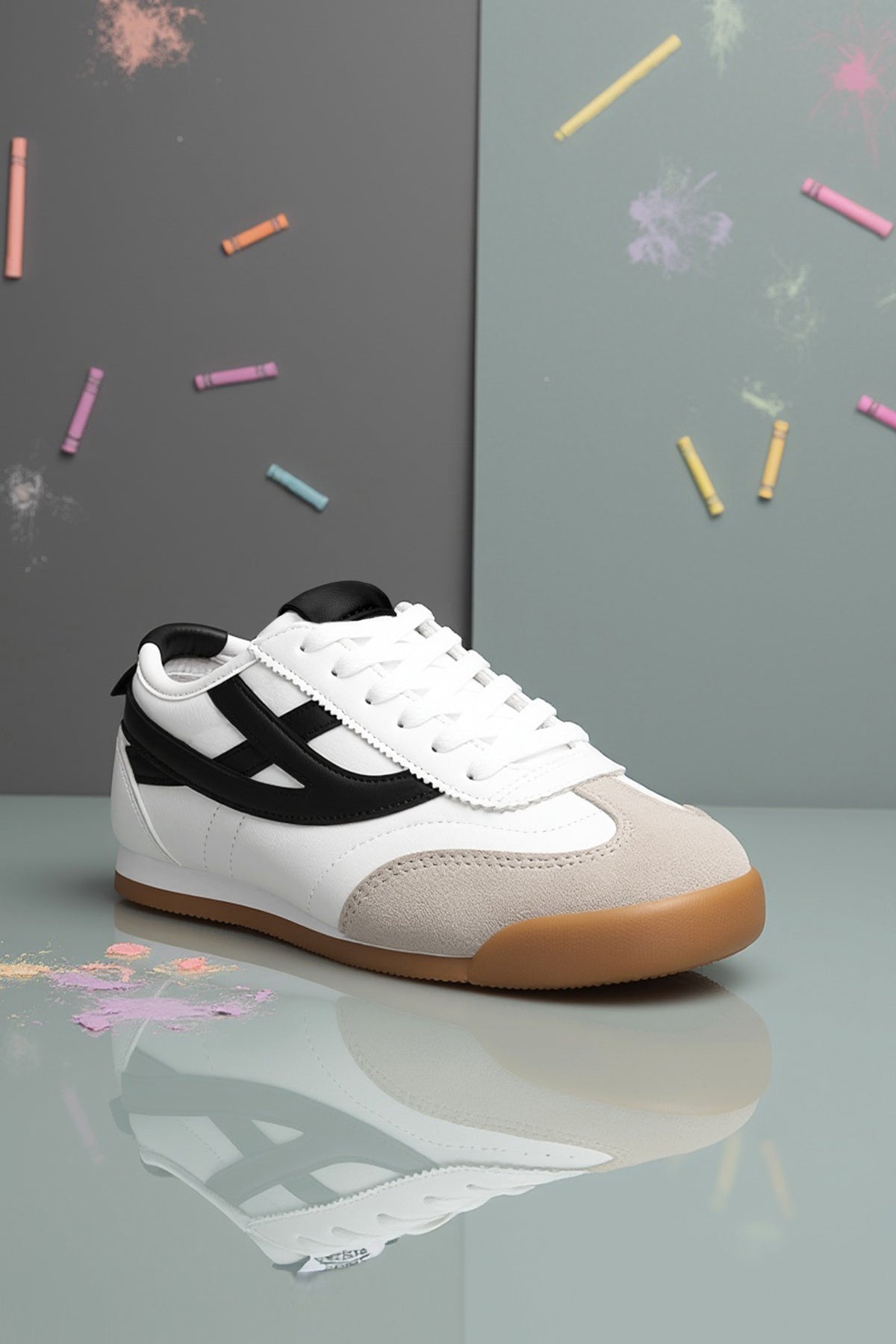 DS Meepo Beyaz Siyah Çocuk Sneaker Günlük Spor Ayakkkabı