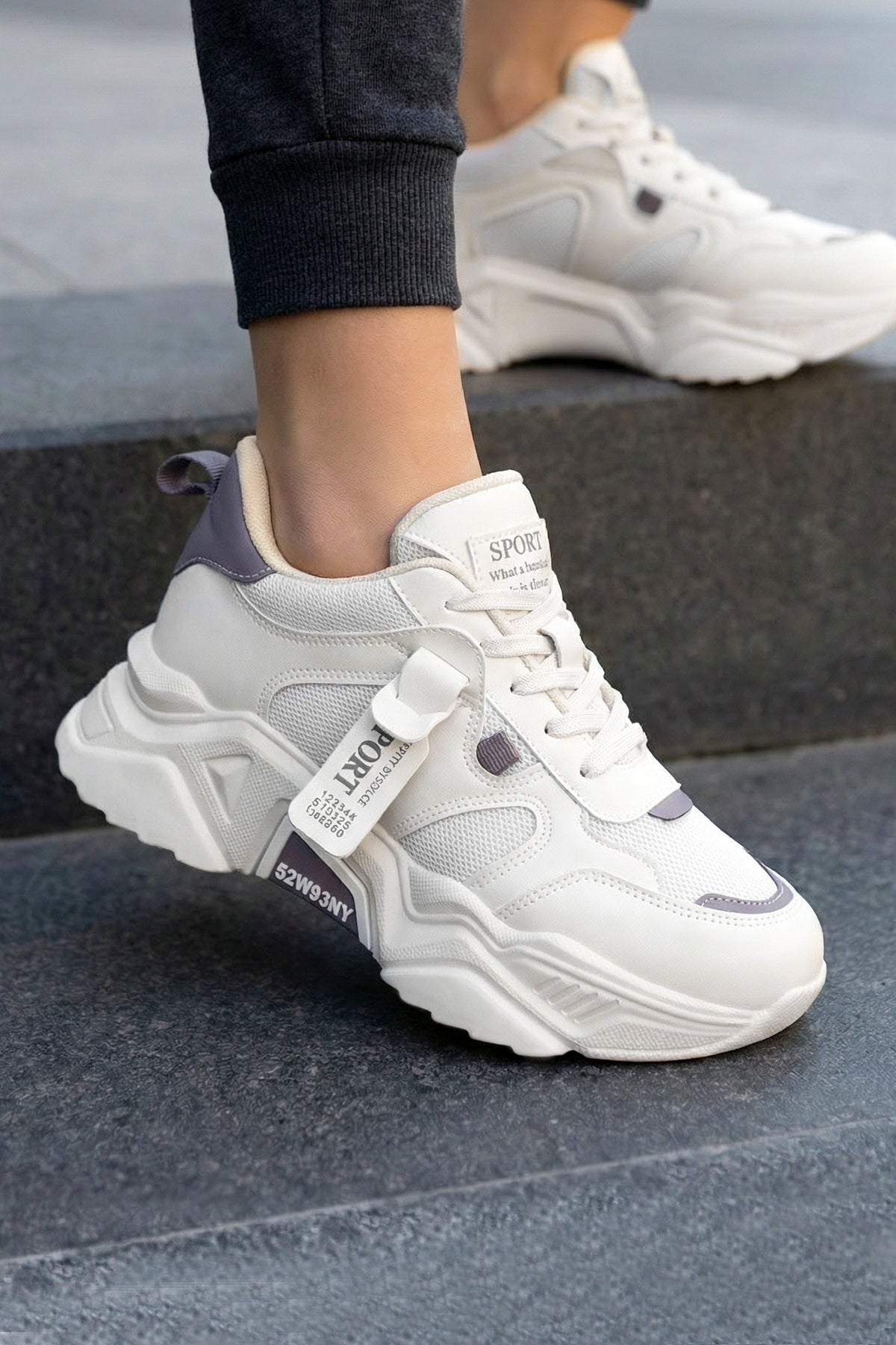 DS.PMD239K2051 Bej Mor Kadın Sneaker Günlük Spor Ayakkabı