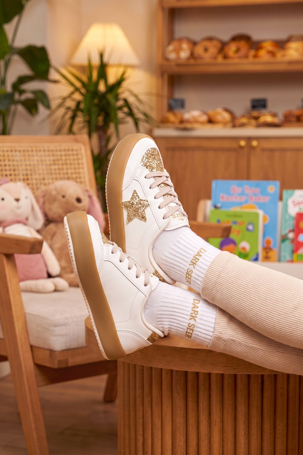 Kids DS Oracle Bej Altın Çocuk Sneaker Günlük Spor Bağcıklı Ayakkabı - Bej Altın