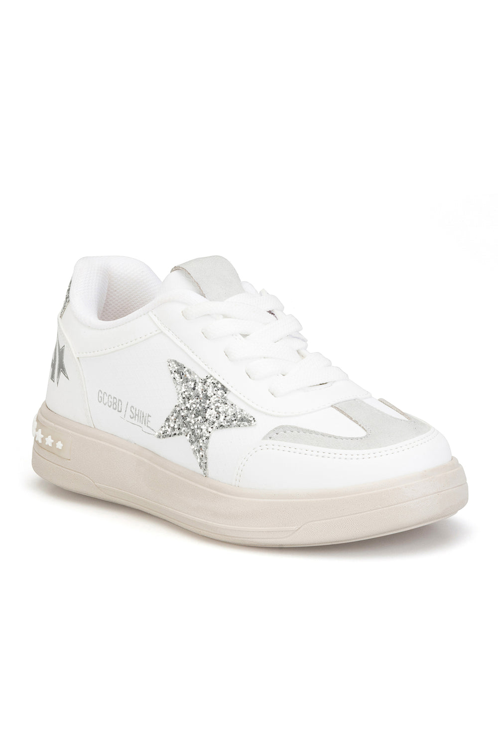 Kids DS Opera Bej Gümüş Çocuk Sneaker Günlük Spor Bağcıklı Ayakkabı — Beyaz Gümüş