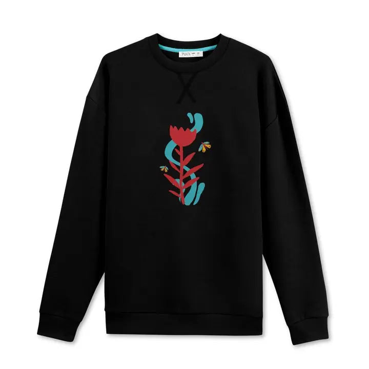 Erkek Siyah Butterfly Baskılı %100 Pamuk Regular Fit Sweatshirt - 2