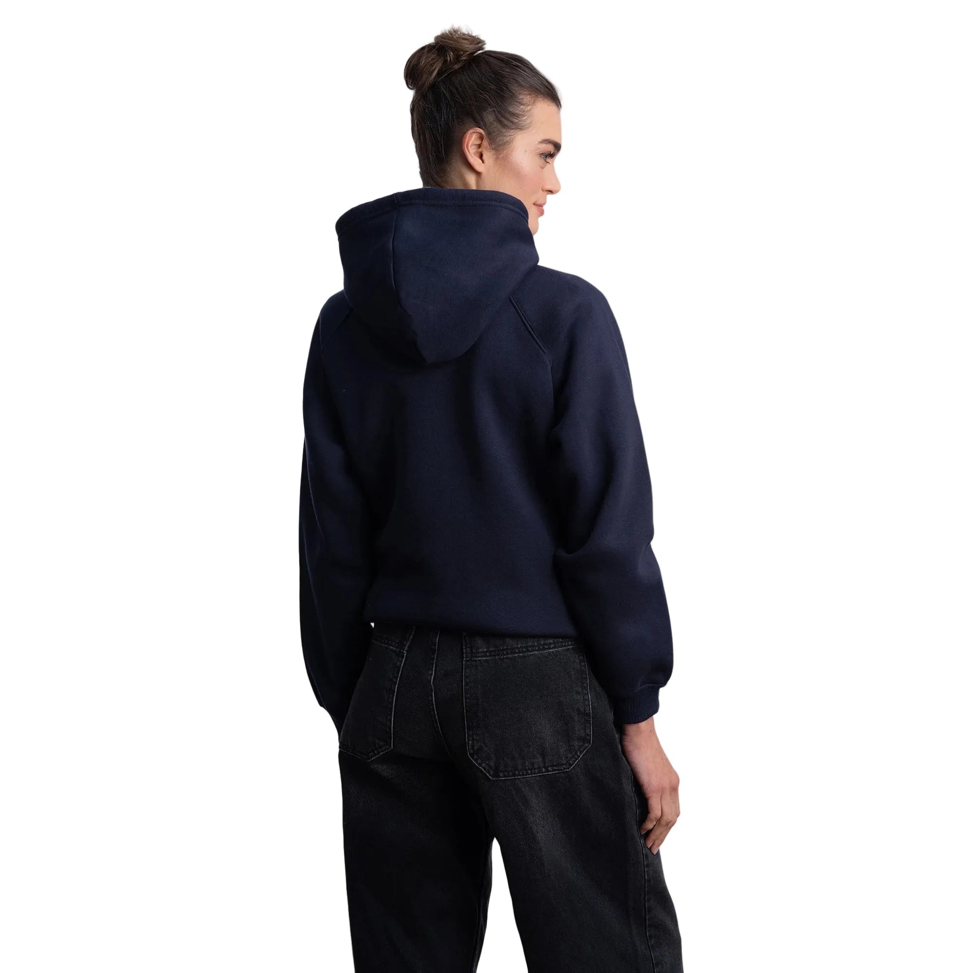 Kadın Lacivert Kapüşonlu Salaş Hoodie Sweatshirt - 5