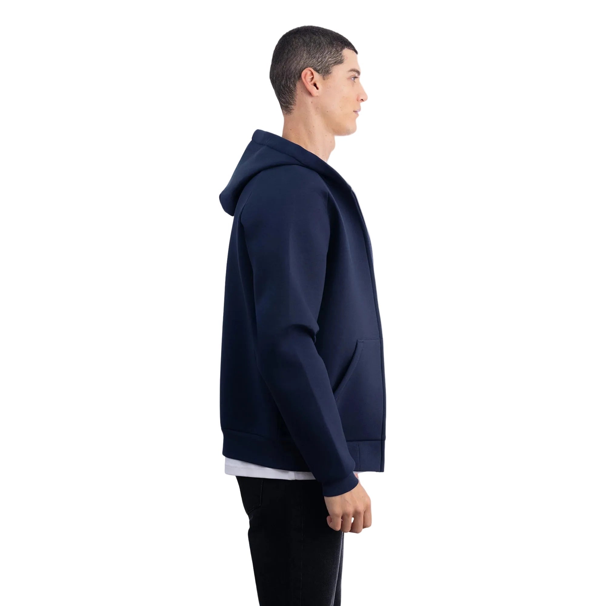 Erkek Lacivert Su İtici Kapüşonlu Flok Sweatshirt Ceket - 6