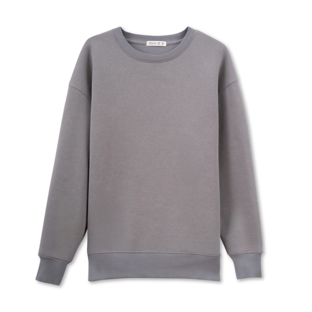 Kadın Gri Oversize Salaş Basic Sweatshirt - 3