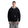 Erkek Siyah Su İtici Kapüşonlu Flok Sweatshirt Ceket