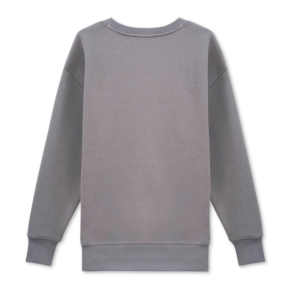 Kadın Gri Oversize Salaş Basic Sweatshirt - 4