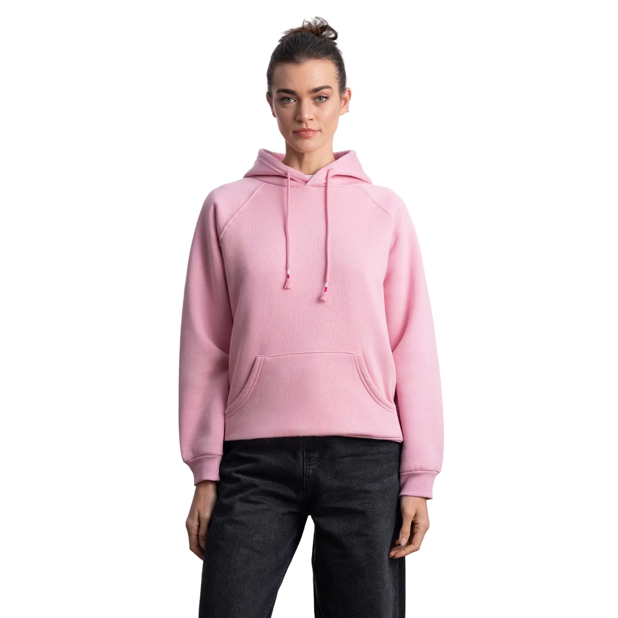 Kadın Pembe Kapüşonlu Salaş Hoodie Sweatshirt