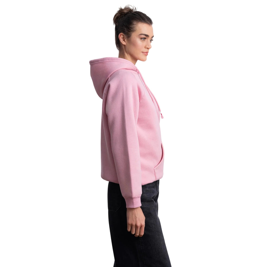 Kadın Pembe Kapüşonlu Salaş Hoodie Sweatshirt - 2