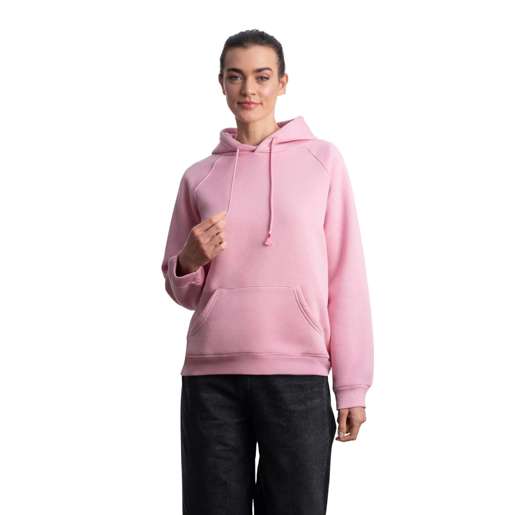 Kadın Pembe Kapüşonlu Salaş Hoodie Sweatshirt - 3