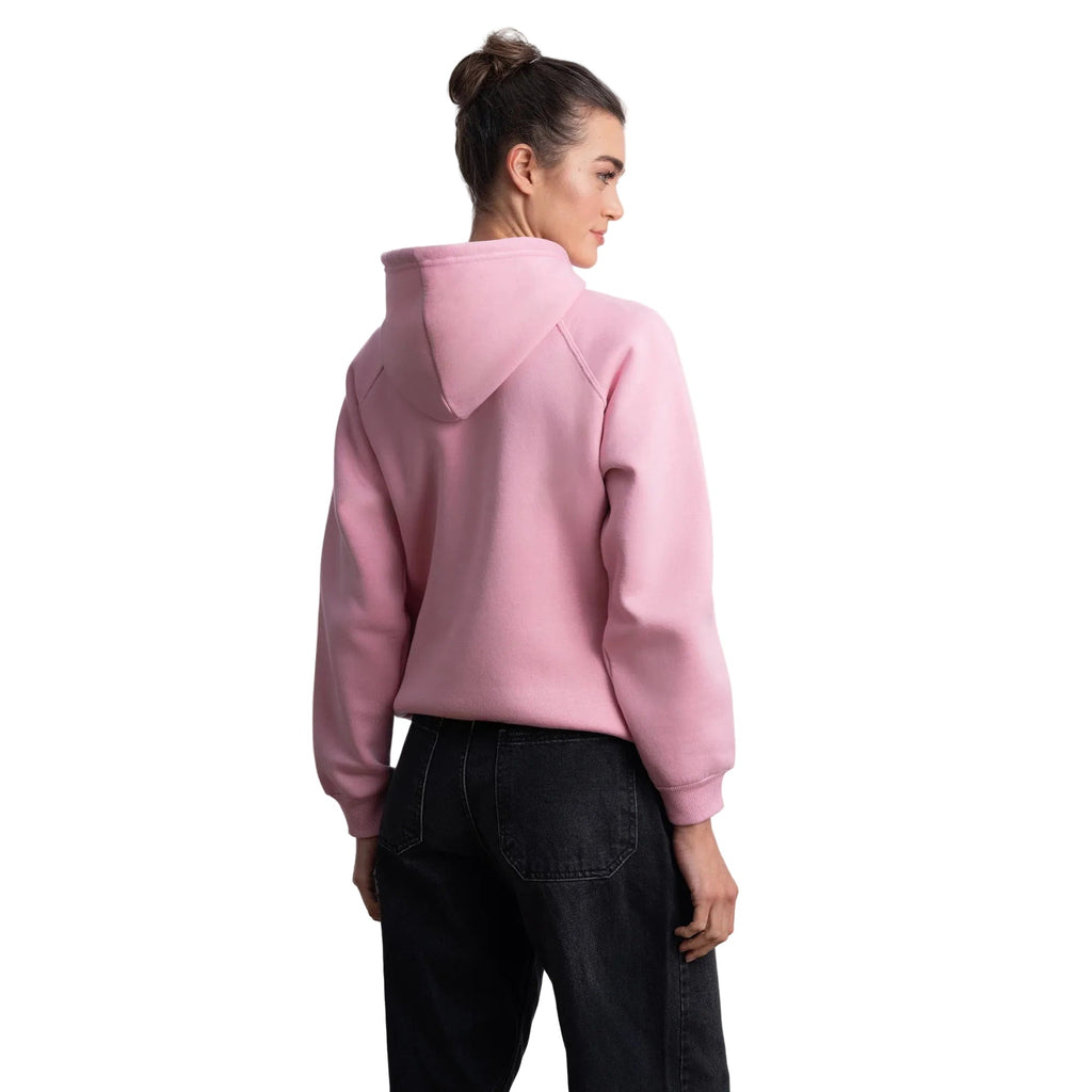 Kadın Pembe Kapüşonlu Salaş Hoodie Sweatshirt - 4