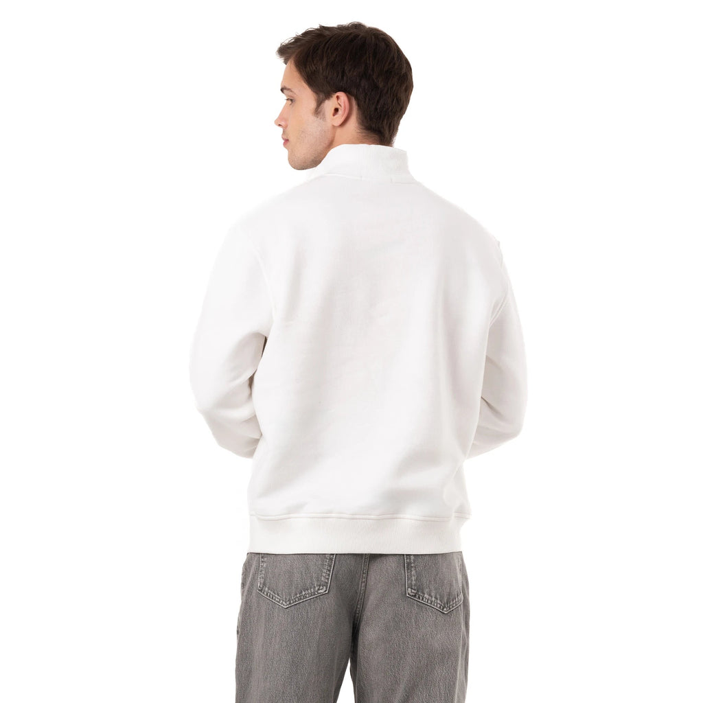 Erkek Ekru Yarım Fermuarlı Yakalı Rahat Kalıp Sweatshirt - 6