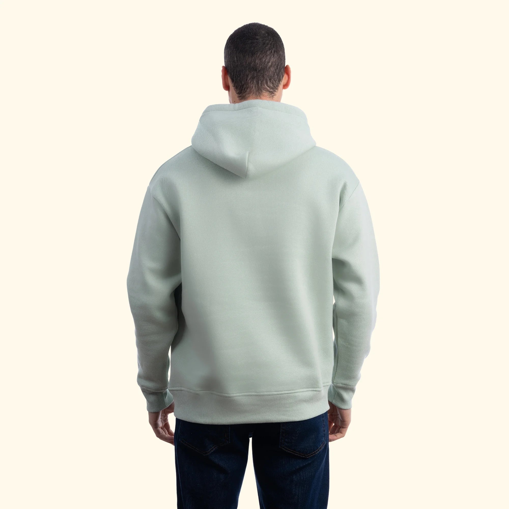 Erkek Su Yeşili Kapüşonlu Kanguru Cepli Basic Sweatshirt Hoodie - 3