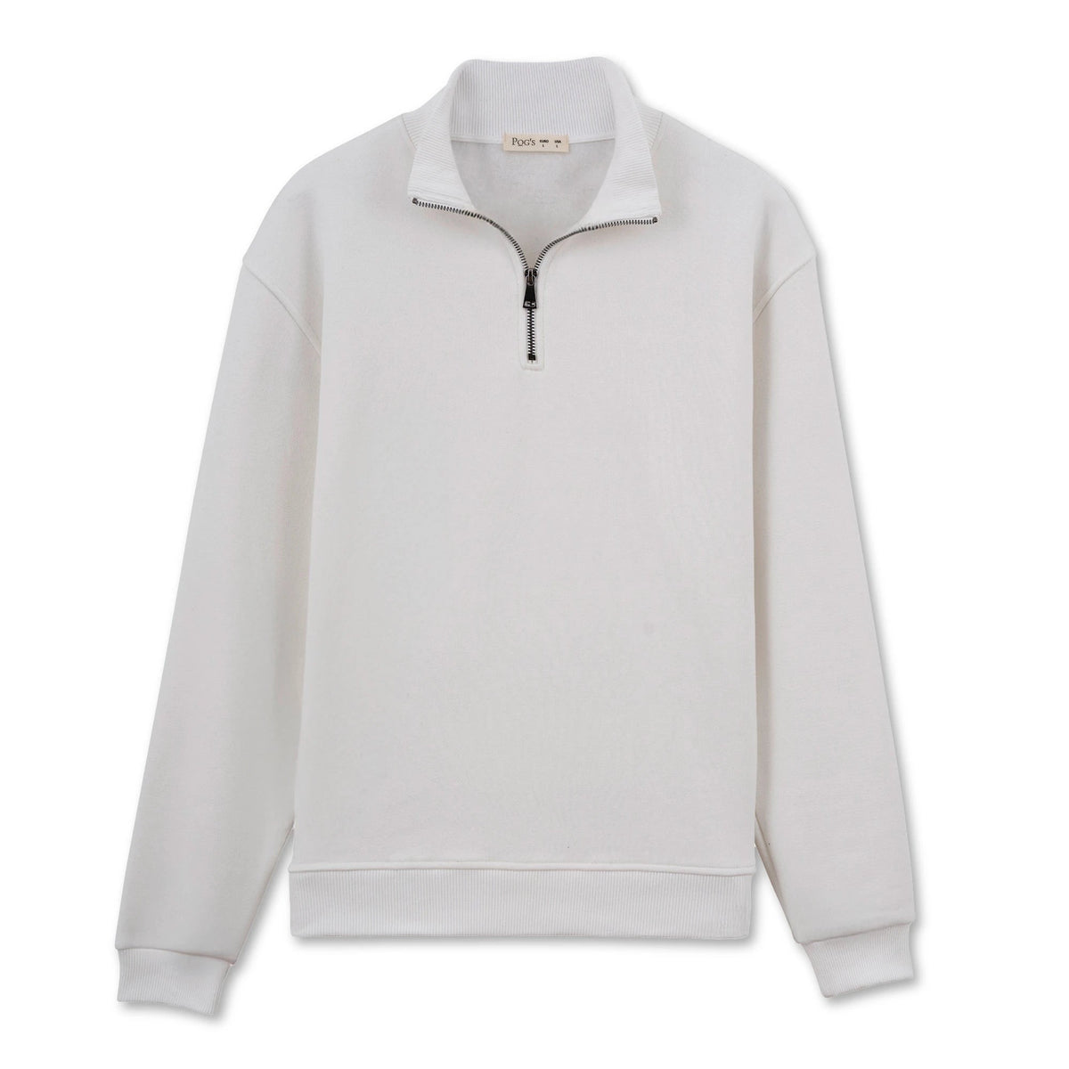 Erkek Yarım Fermuarlı Yakalı Rahat Kalıp Sweatshirt - Ekru