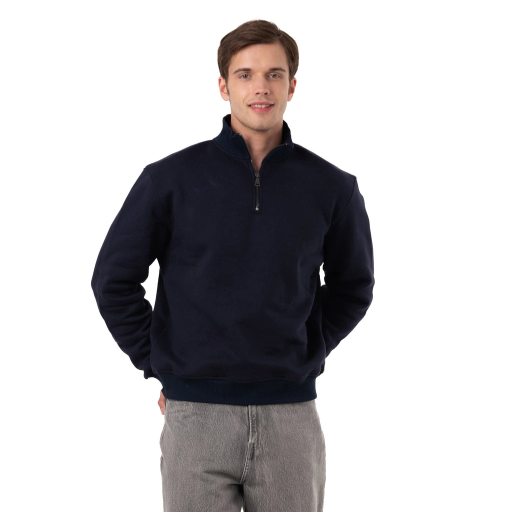 Erkek Lacivert Yarım Fermuarlı Yakalı Rahat Kalıp Sweatshirt