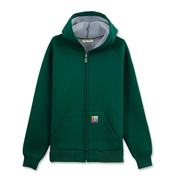 Erkek Yeşil Su İtici Kapüşonlu Flok Sweatshirt Ceket - 4