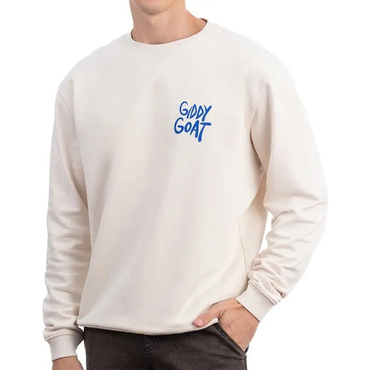 Erkek Ekru Goat Baskılı Oversize Sweatshirt - 2