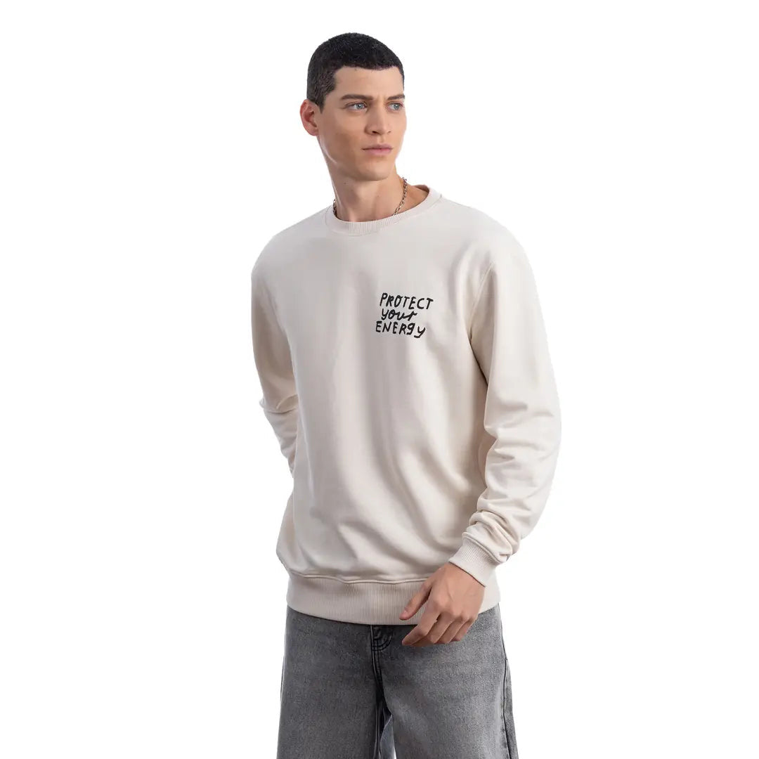Erkek Ekru Protect Emprime Baskılı Oversize Sweatshirt - 2