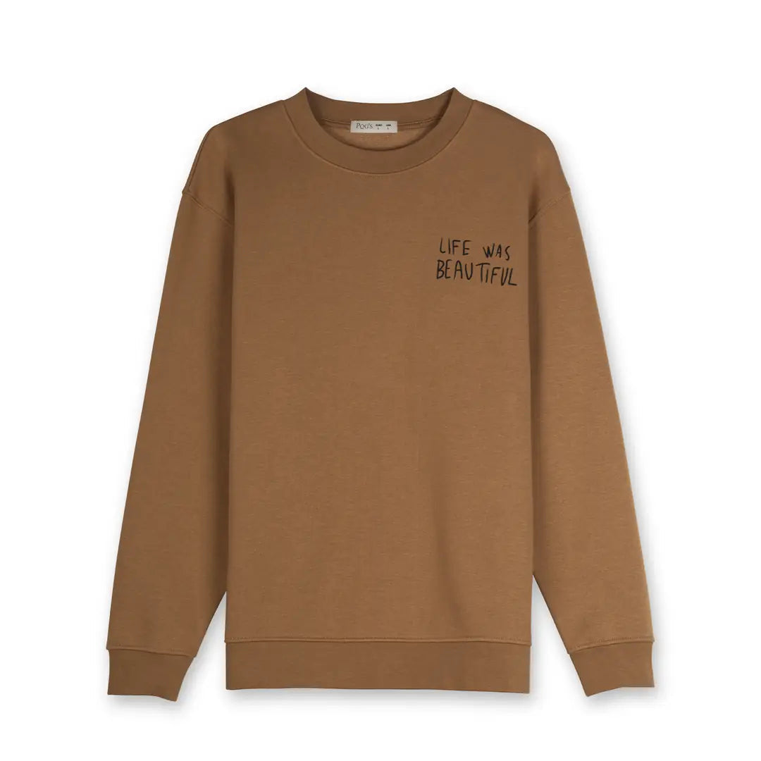 Erkek Açık Kahve Life Baskılı Regular Fit Sweatshirt - 2