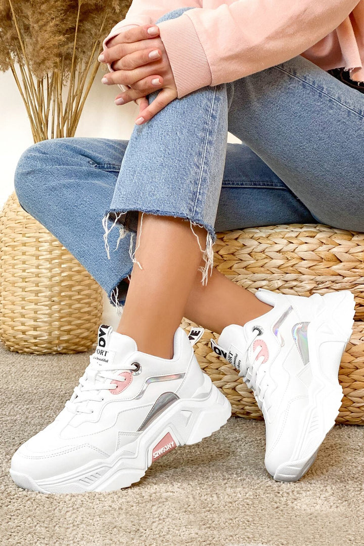 Kadın Beyaz Pudra Sneaker