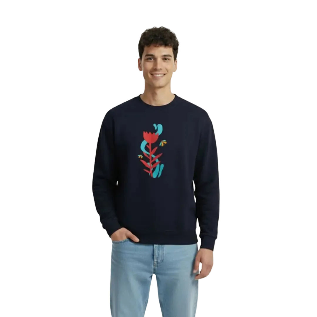 Erkek Siyah Butterfly Baskılı %100 Pamuk Regular Fit Sweatshirt - 3