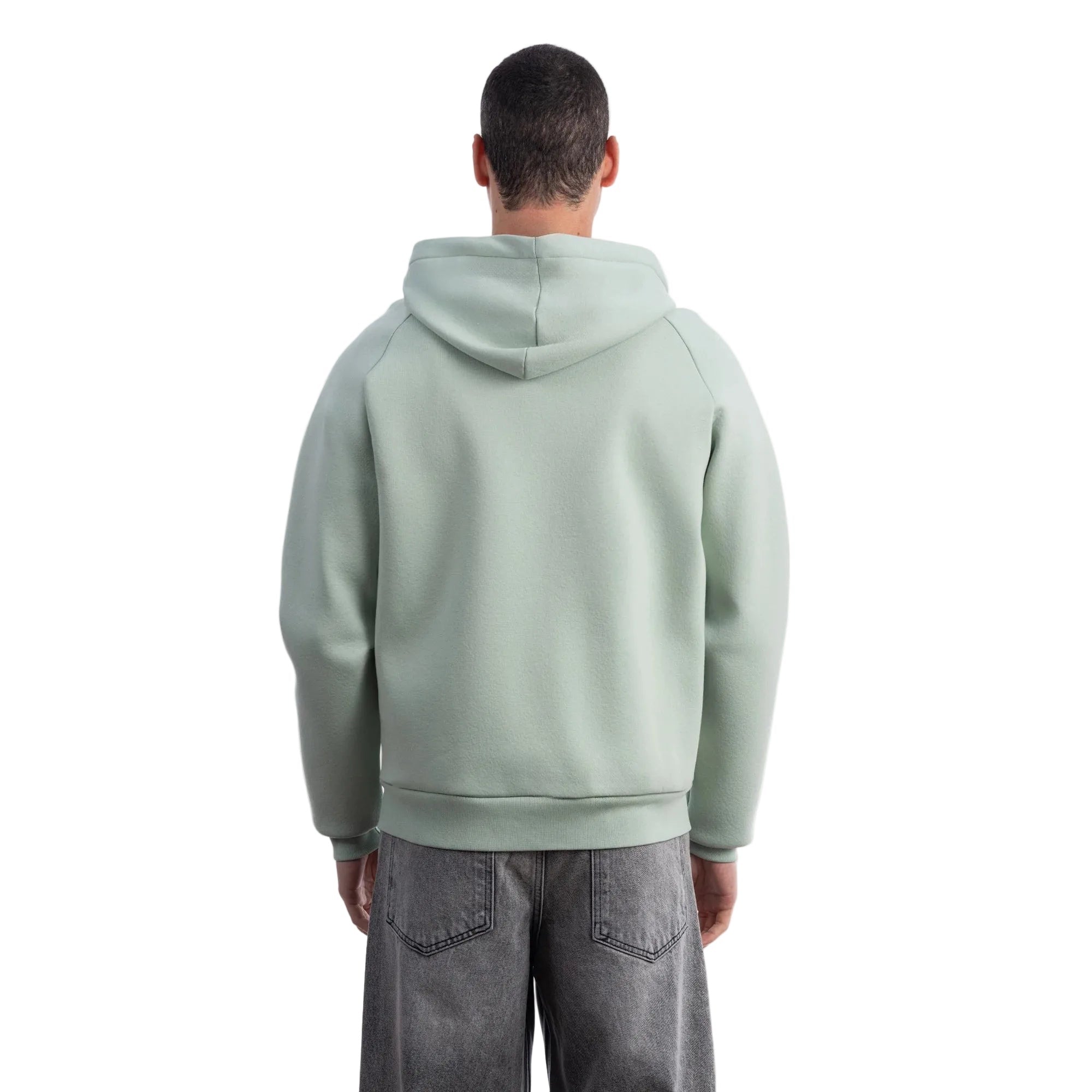 Erkek Mint Su İtici Kapüşonlu Flok Sweatshirt Ceket - 3