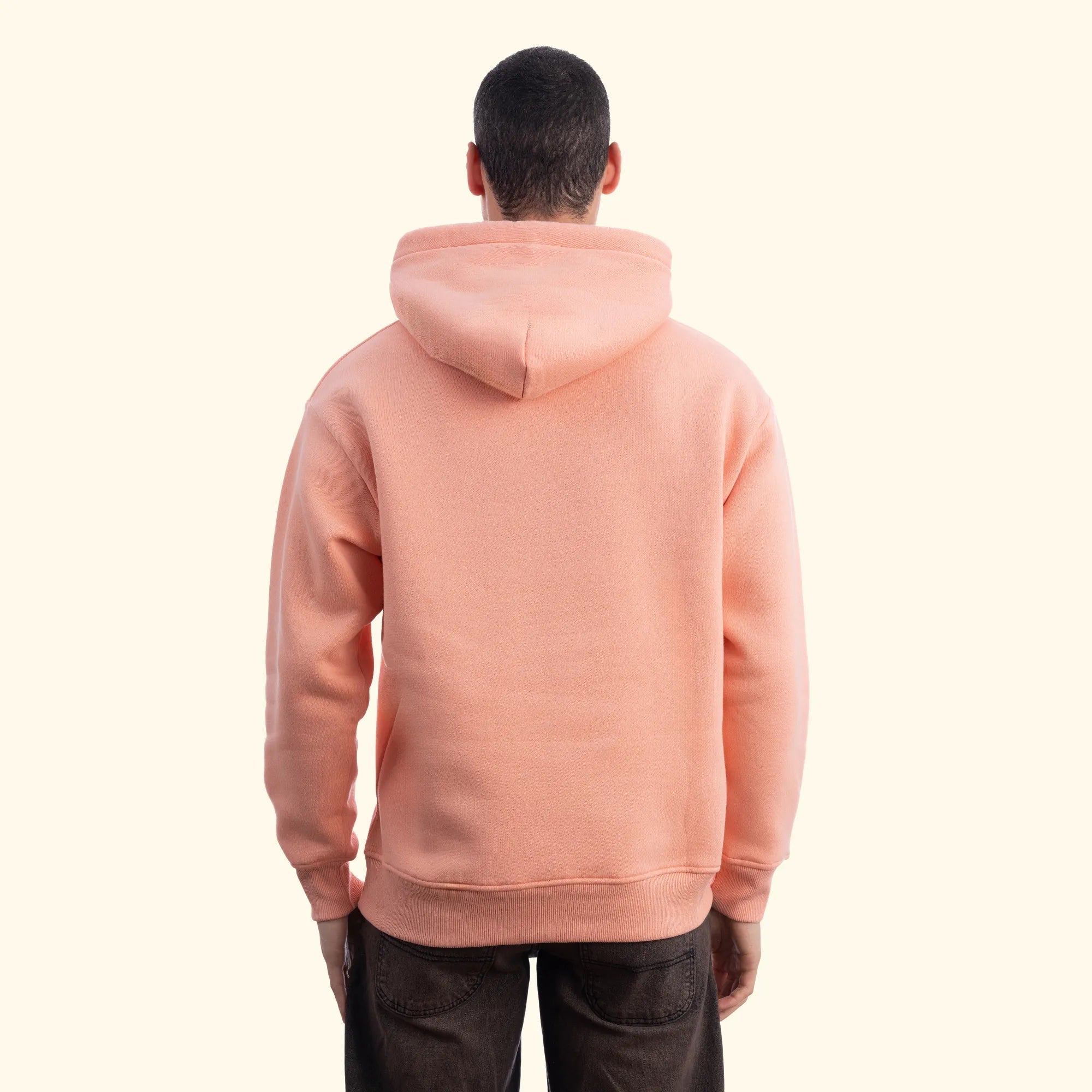 Erkek Somon Kapüşonlu Kanguru Cepli Basic Sweatshirt Hoodie - 4